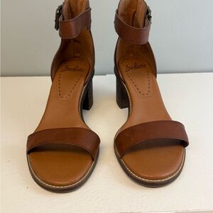 Zodiac Sandals ILSA Brown Leather Block Heel Women Sz 9 M  Ankle Strap Boho Chic